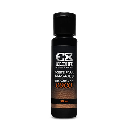 Aceite corporal con aroma a coco para masajes de relajación y cuidado de la piel.