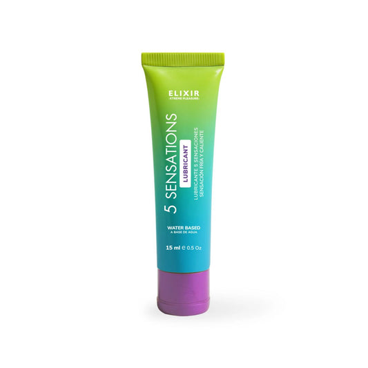 Tubo de 15ml del elixir multiefecto con diseño en degradado verde y azul.