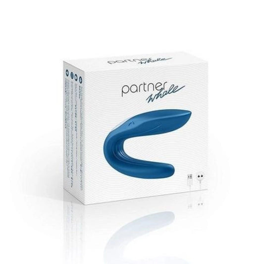 Empaque oficial del estimulador de pareja Partner Whale de Satisfyer en Gimo Boticario.