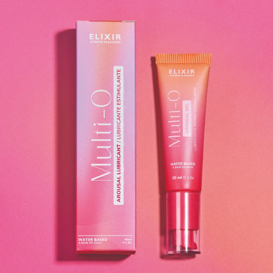 Presentación del tubo de 30ml y empaque premium del estimulante Multi O.