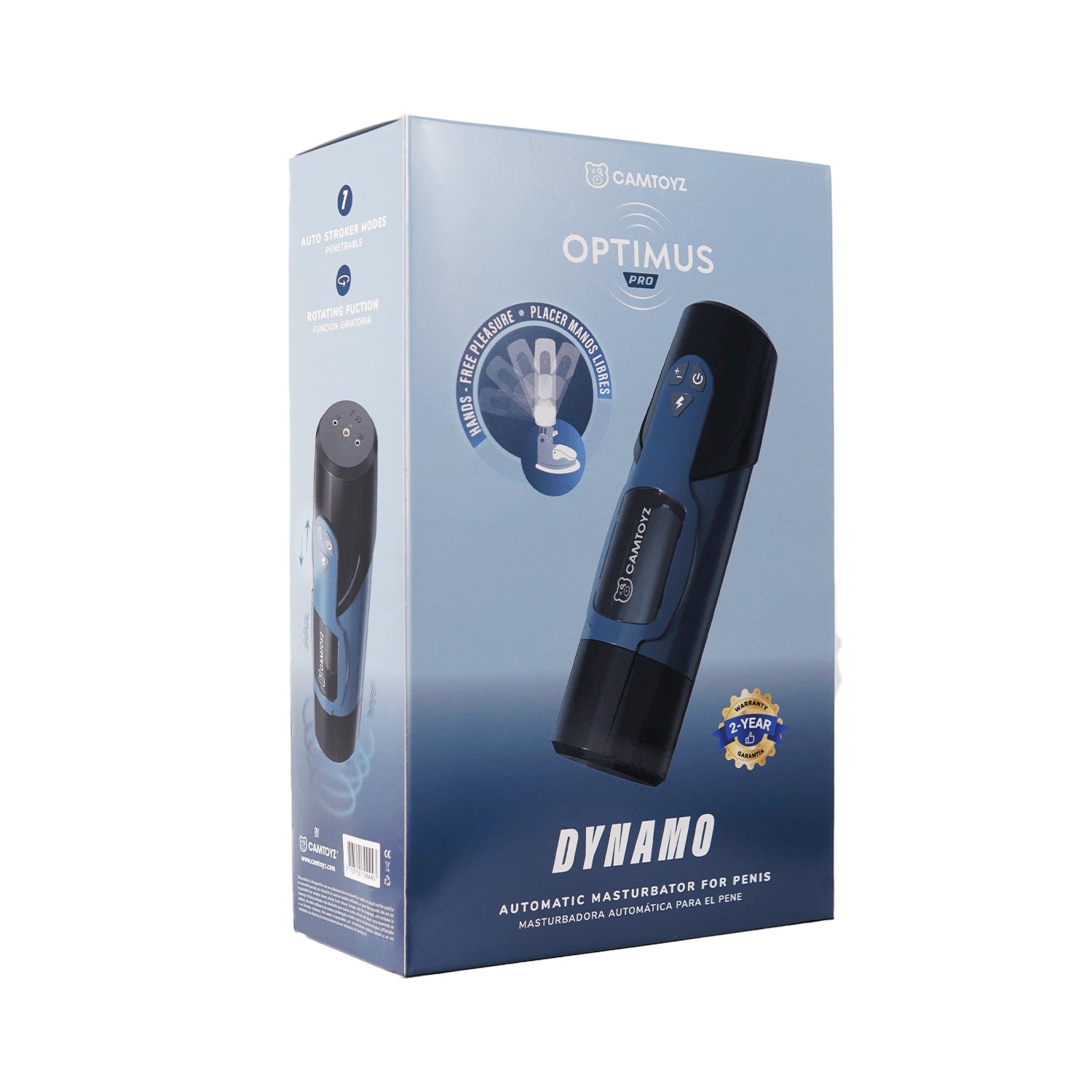Empaque oficial del estimulador automatizado Dynamo de la línea Optimus by Camtoyz.