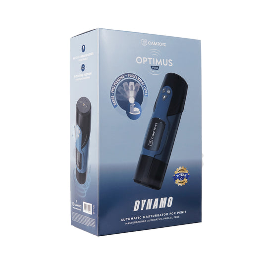 Empaque oficial del estimulador automatizado Dynamo de la línea Optimus by Camtoyz.