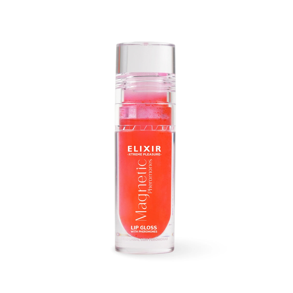 Vista frontal del envase del brillo labial Magnetic Elixir con feromonas.