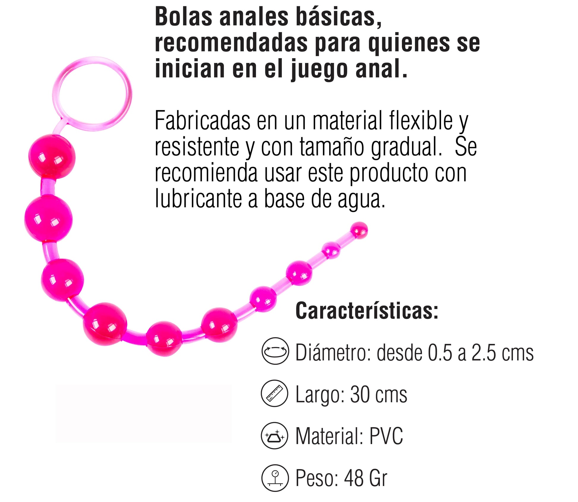 Infografía con dimensiones y materiales de las esferas de exploración gradual Sassy.