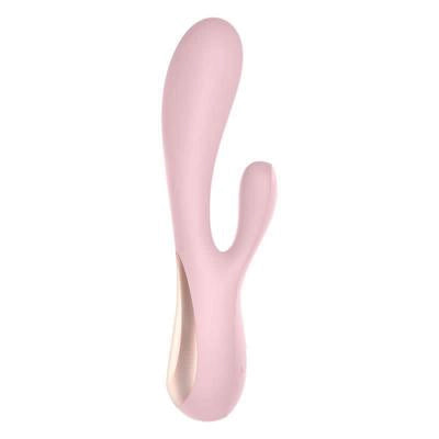 Masajeador de doble contacto Satisfyer Mono Flex rojo con arquitectura ergonómica.