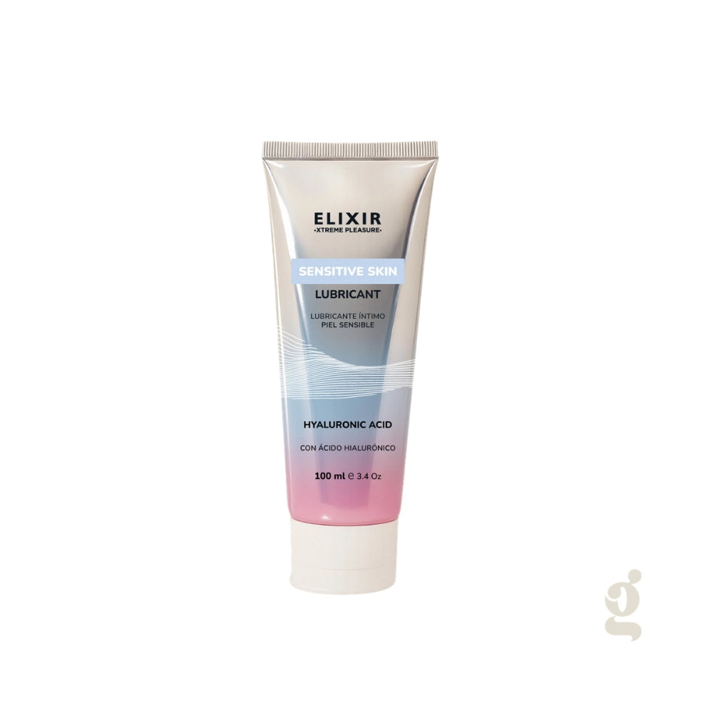 Tubo dosificador de 100ml del lubricante para piel sensible Elixir para el catálogo Gimo.