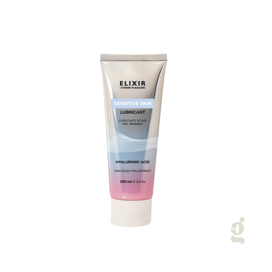 Tubo dosificador de 100ml del lubricante para piel sensible Elixir para el catálogo Gimo.