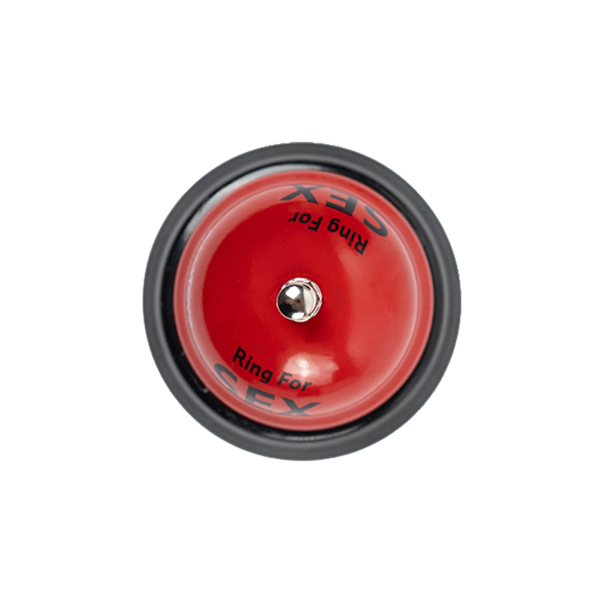Vista superior de la campana roja Passion Ring con el texto Ring for Sex.